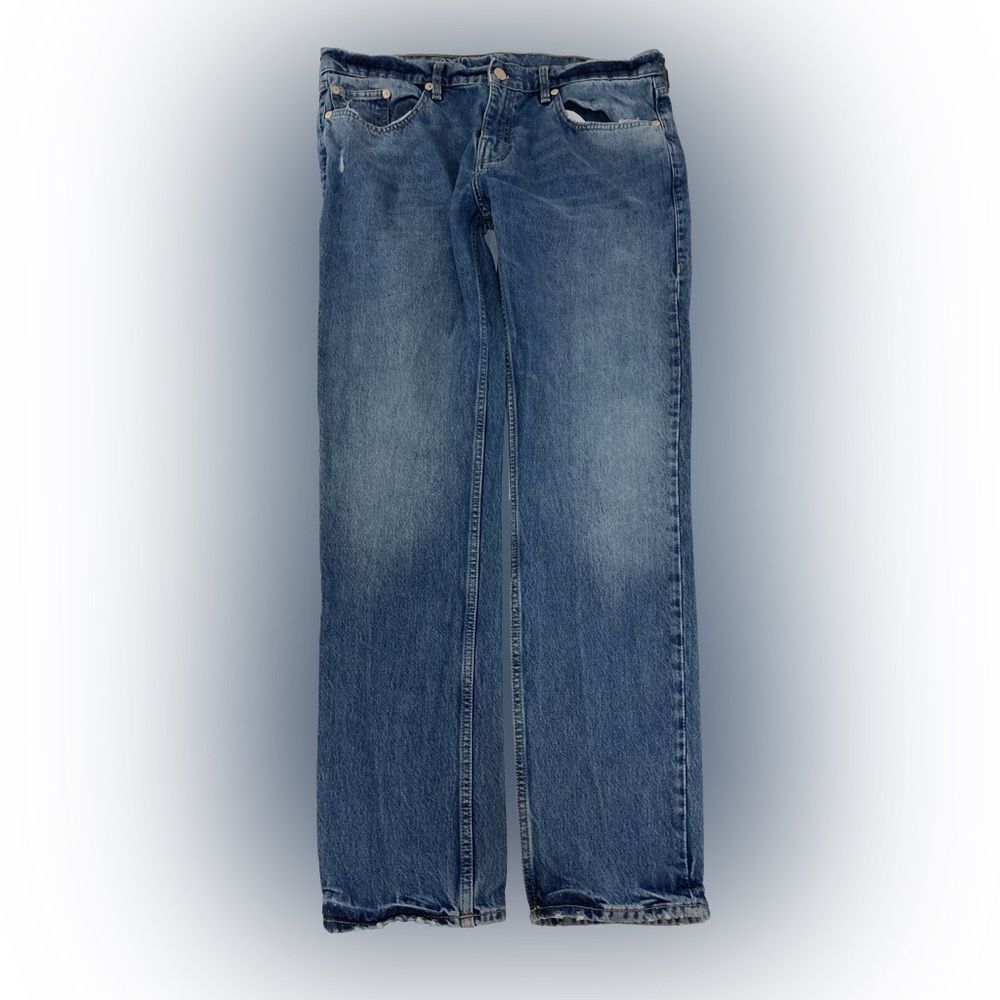 True Religion Jeans Men’s 38 Blue Rocco Relaxed Skinny Distressed Denim